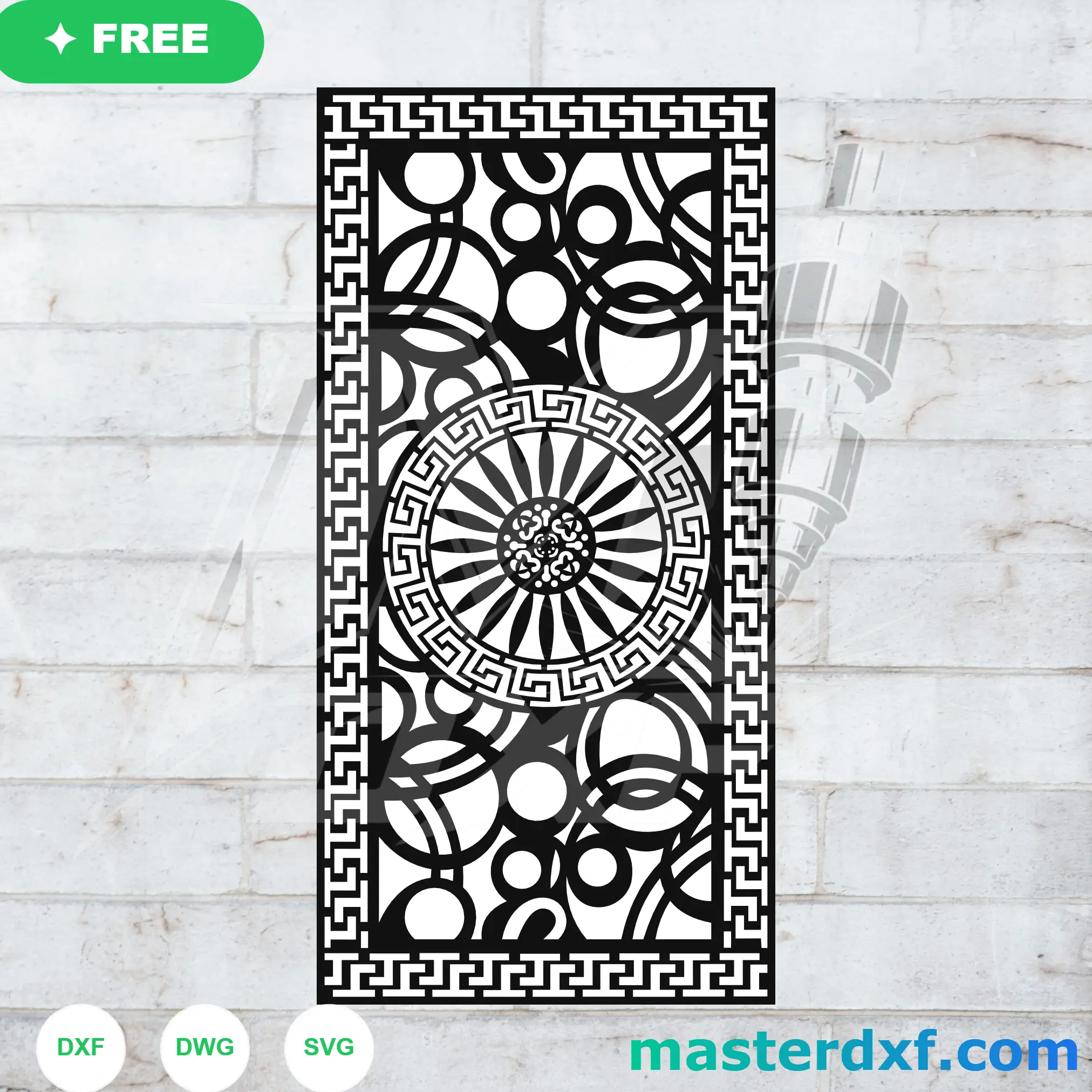 Greek Key Sunburst Medallion DXF Panel for Bold Statement Doors DXF File